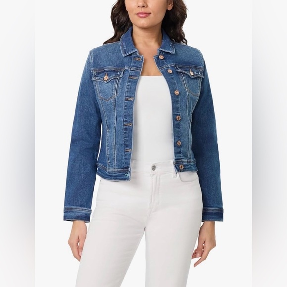 Kensie Jackets & Blazers - Kensie Jeans-Jean Jacket Size S Cropped Blue Denim Button Up. Dark Blue Wash